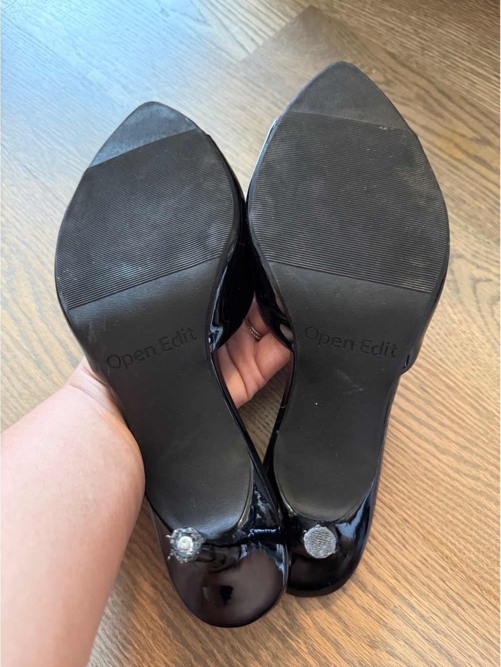Open Edit Black Patent Leather Women's Heels - Picture 7 of 9